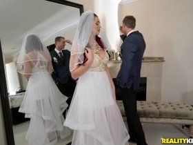 Slutty bride seduces father-in-law-to-be into fucking her butthole